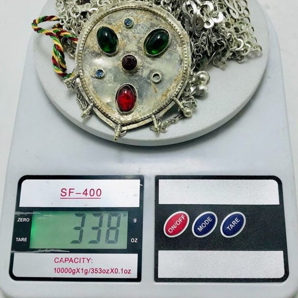 Multilayers Bib Necklace, Tribal Afghani Silver Kuchi Bib Necklace - Picture 13 of 13